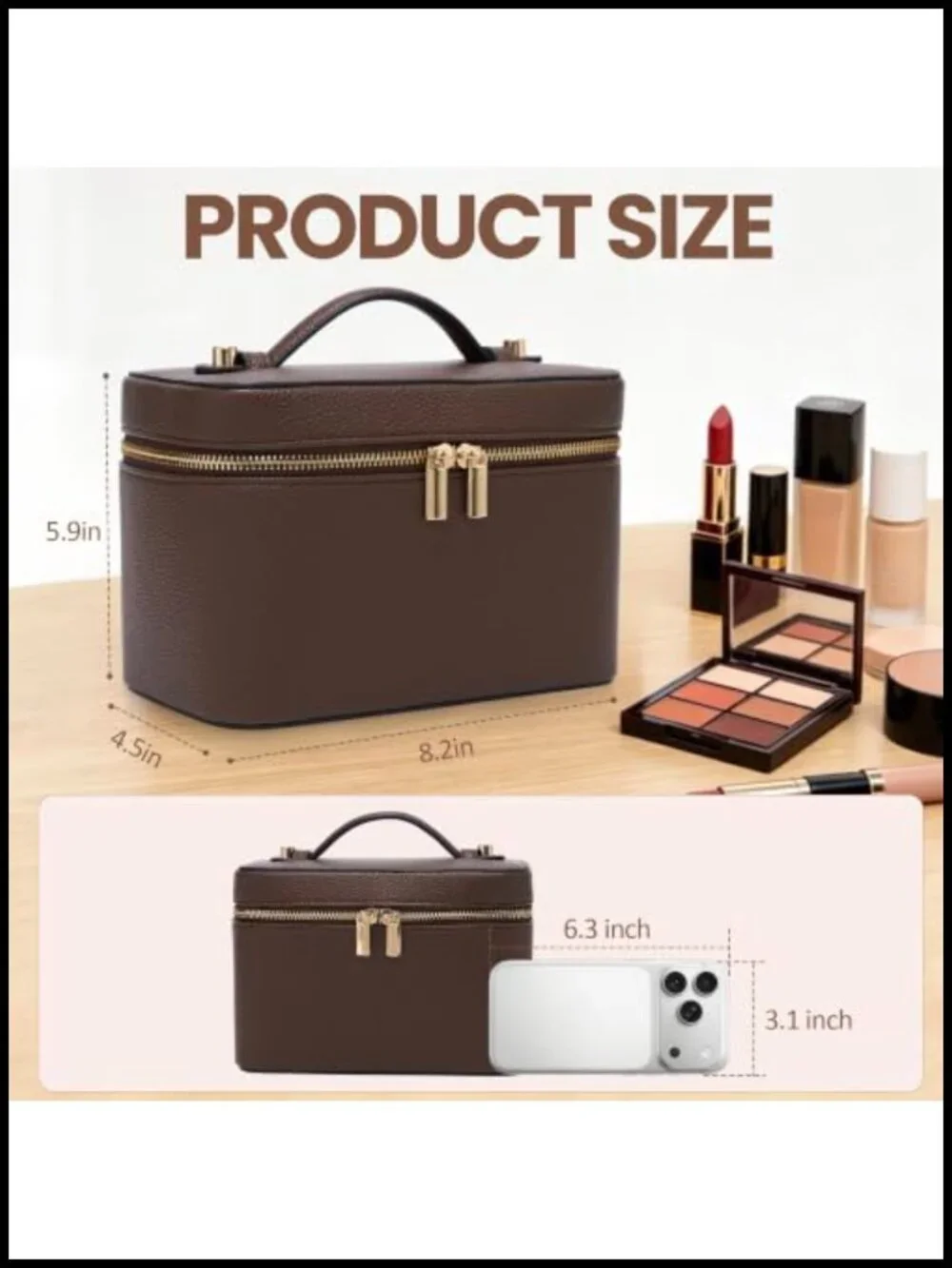 Vegan Leather Hard Cosmetic Organizer Travel Makeup Bag Vanity Case